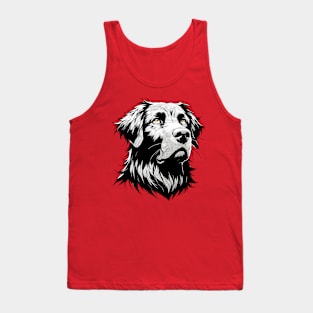 Stunning and Cool Flat-Coated Retriever Monochrome and Gold Portrait for Father's Day Tank Top